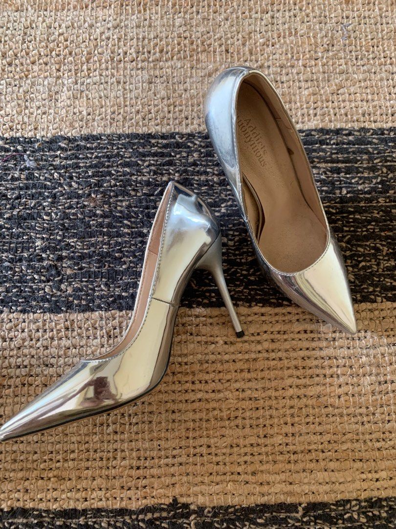 mid heel silver heels