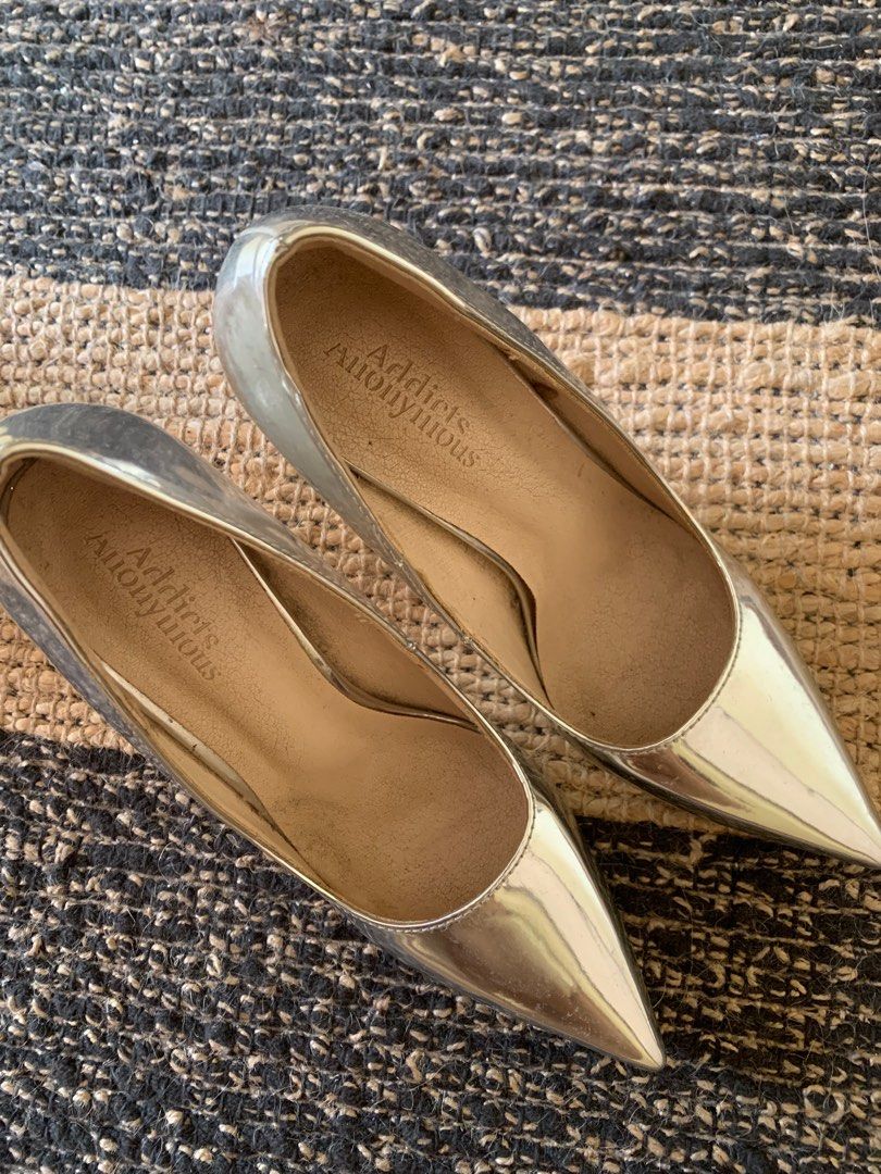 mid heel silver heels