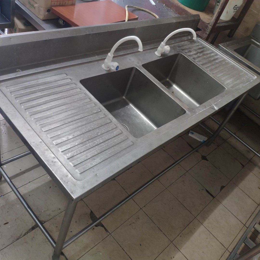 Stainless Steel Double Bowl Sink / Sinki, Furniture & Home Living