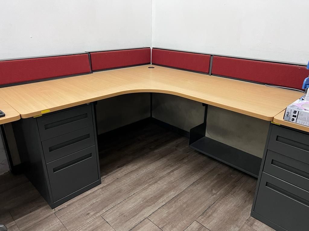 Table L Shape Office Partition Workstation, Furniture & Home Living
