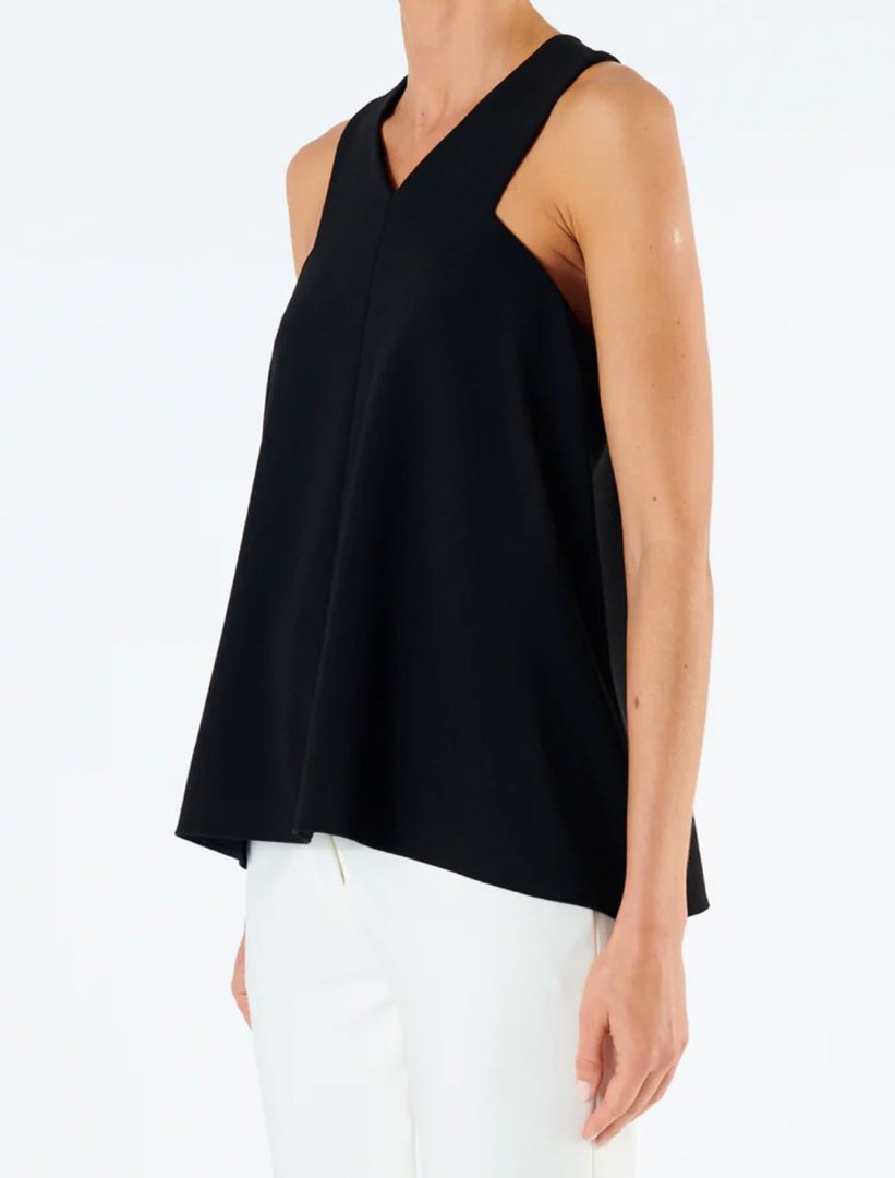 Tibi structured clearance crepe sleeveless blouse