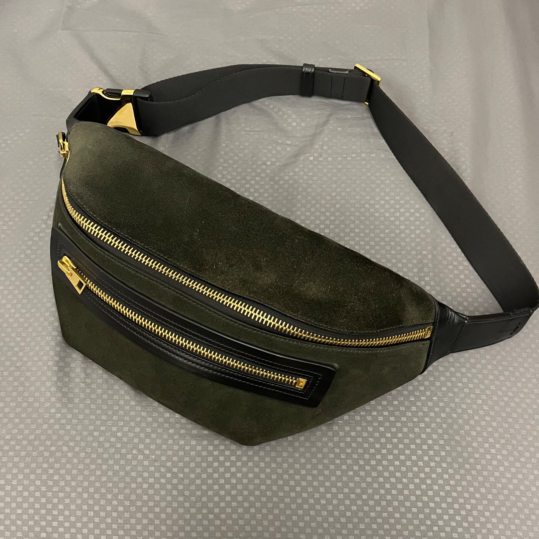 Tom Ford Buckley Dark Green Suede Belt Bag Men s Fashion Bags