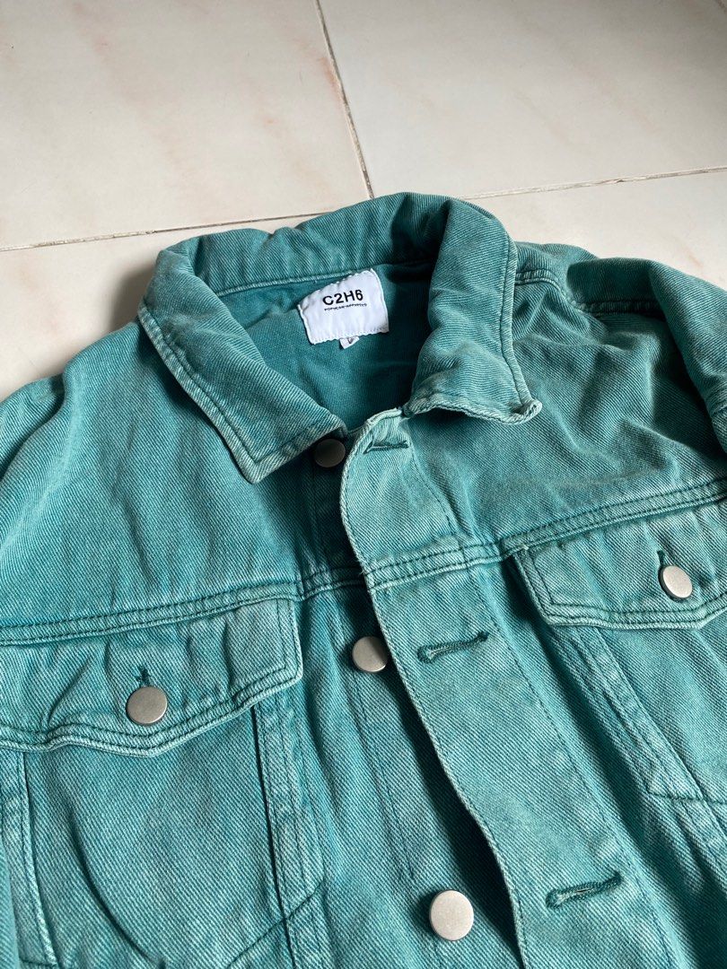 Turquoise dye Denim Jacket
