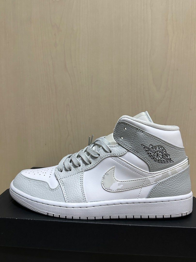 US 10 BNDS Air Jordan 1 Mid White Camo Men s Fashion Footwear Sneakers on Carousell