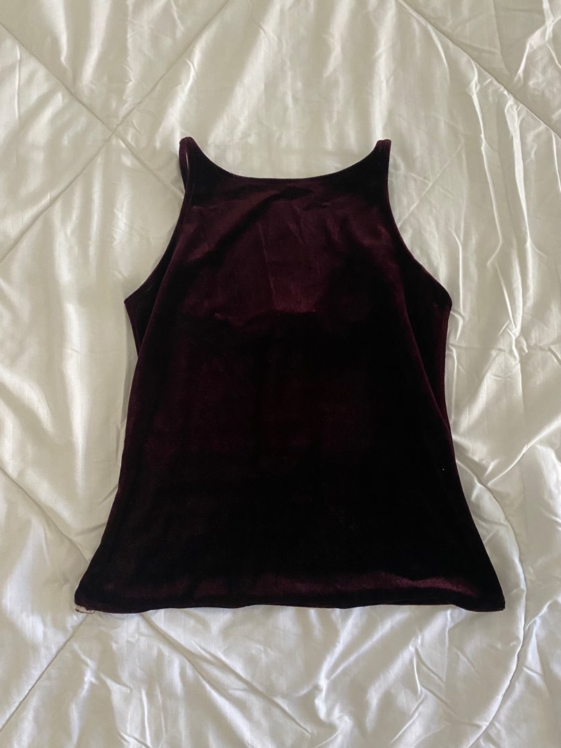 Burgundy velvet halter top M