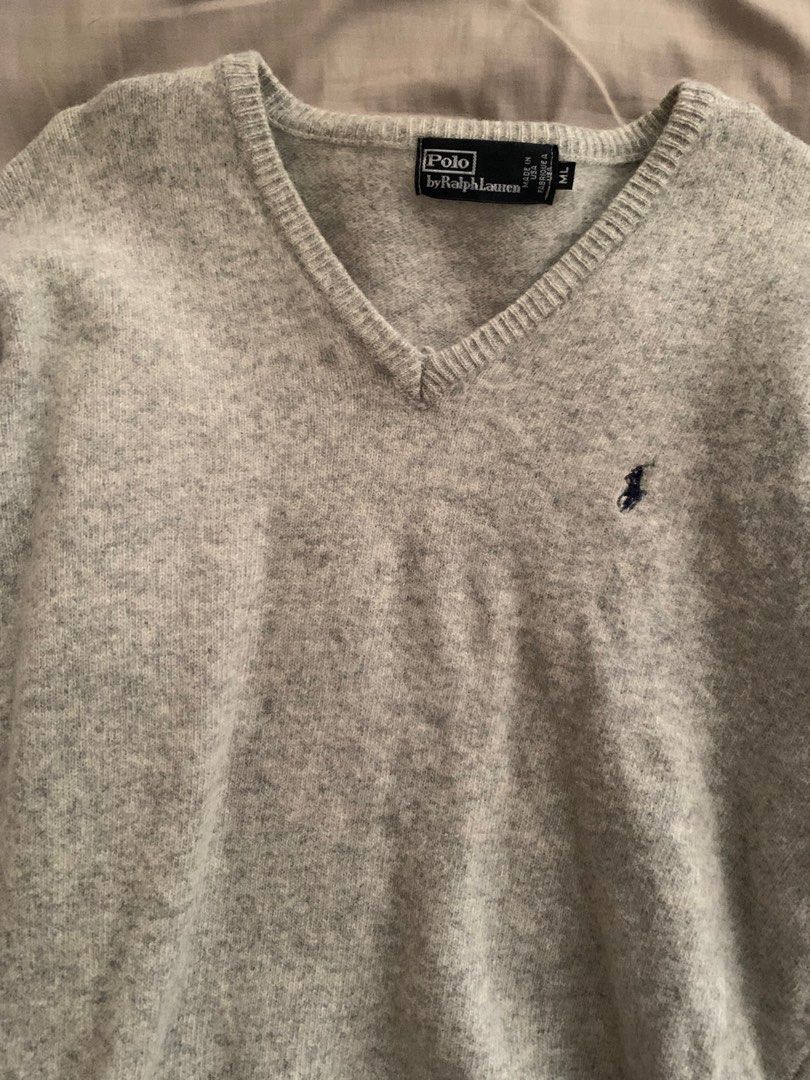 Ralph lauren grey v neck jumper outlet