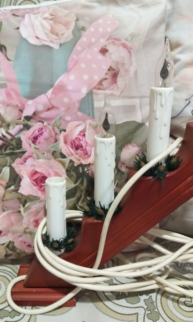 Vintage Scandinavian Christmas Flameless Candelabra, Hobbies & Toys