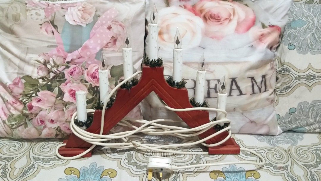 Vintage Scandinavian Christmas Flameless Candelabra, Hobbies & Toys