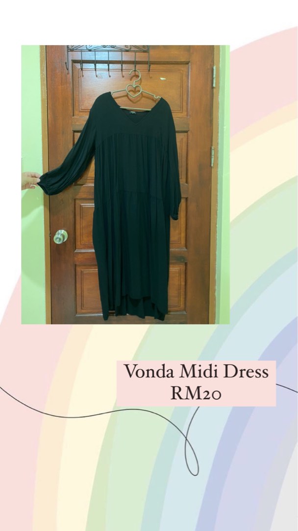 Vonda Black Midi Dress, Women's Fashion, Dresses & Sets, Dresses on