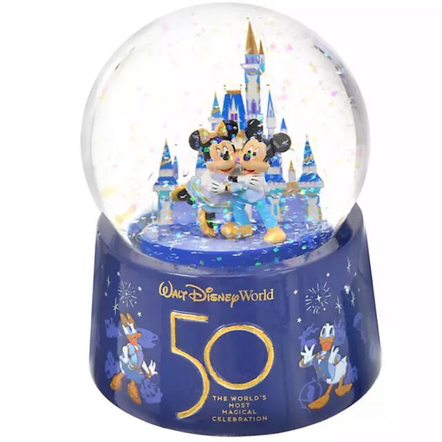 Walt Disney World Snow Globe 50th Anniversary Mickey Mouse Minnie Donald Duck Daisy Goofy