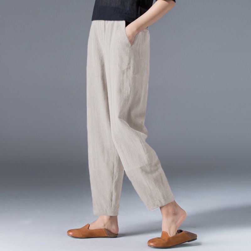 Ladies Solid Color Casual Pocket Loose Cotton Linen Patchwork Wide Leg  Pants Ladies Trousers - Walmart.com