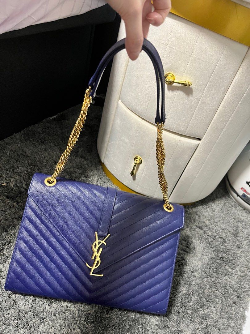 YSL Bag envelope large royal blue Luxury Bags Wallets on Carousell
