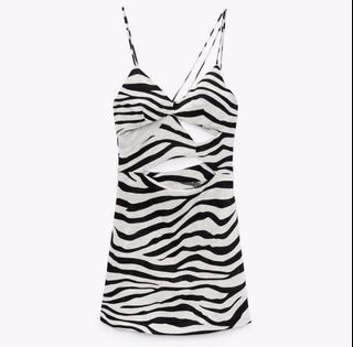 Zara Animal Print Mini Dress with Cut-Out Detail