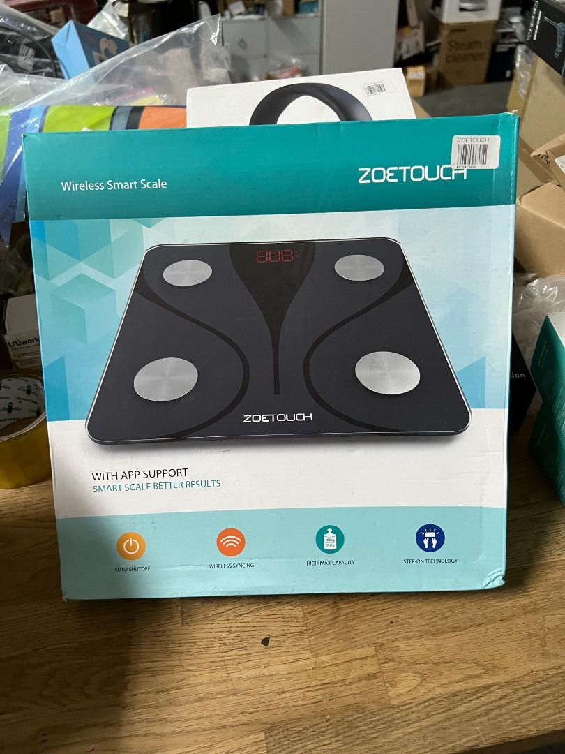 ZOETOUCH Bluetooth Body Fat Scale with iOS and Android App Black