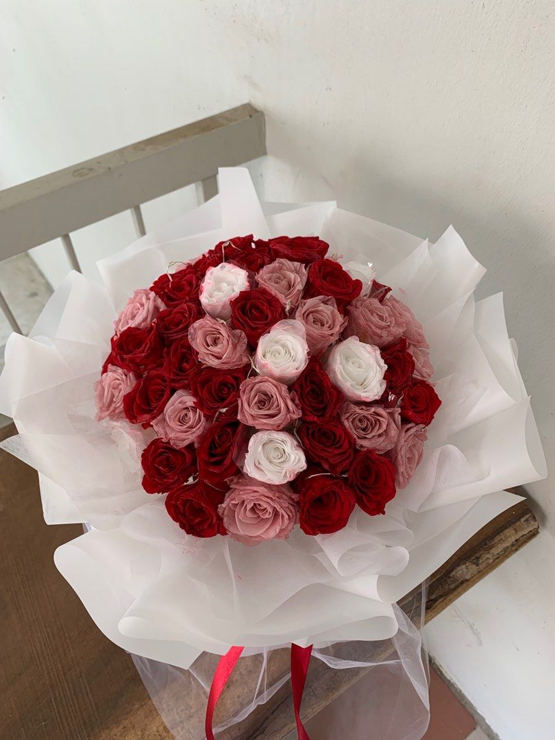 52 Stalks Preserved Rose Bouquet | Valentines | Proposal | Birthday ...