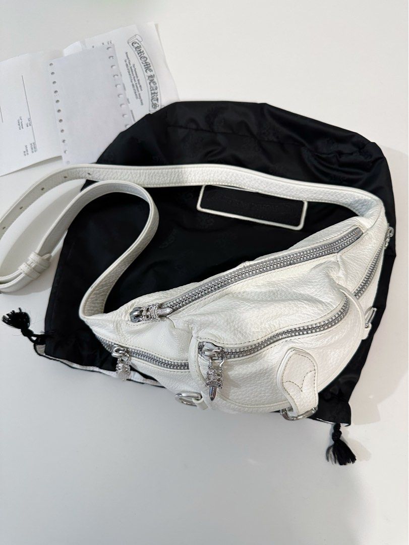 95% New ! Chrome hearts bag snat pack mini size white color 克羅心