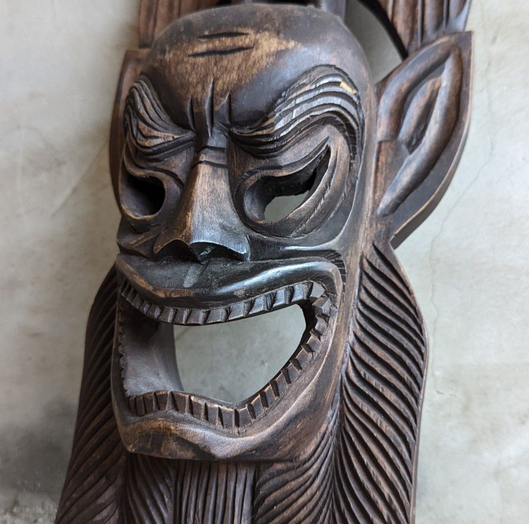 儺面具（木雕鬼面具）—古物舊貨、懷舊古道具、復古擺飾、早期民藝、儺文化、面具藝術、能劇、般若、木雕、老面具收藏