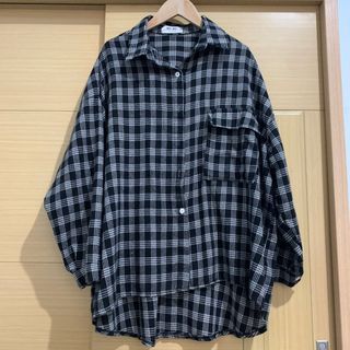 前短後長格子襯衫