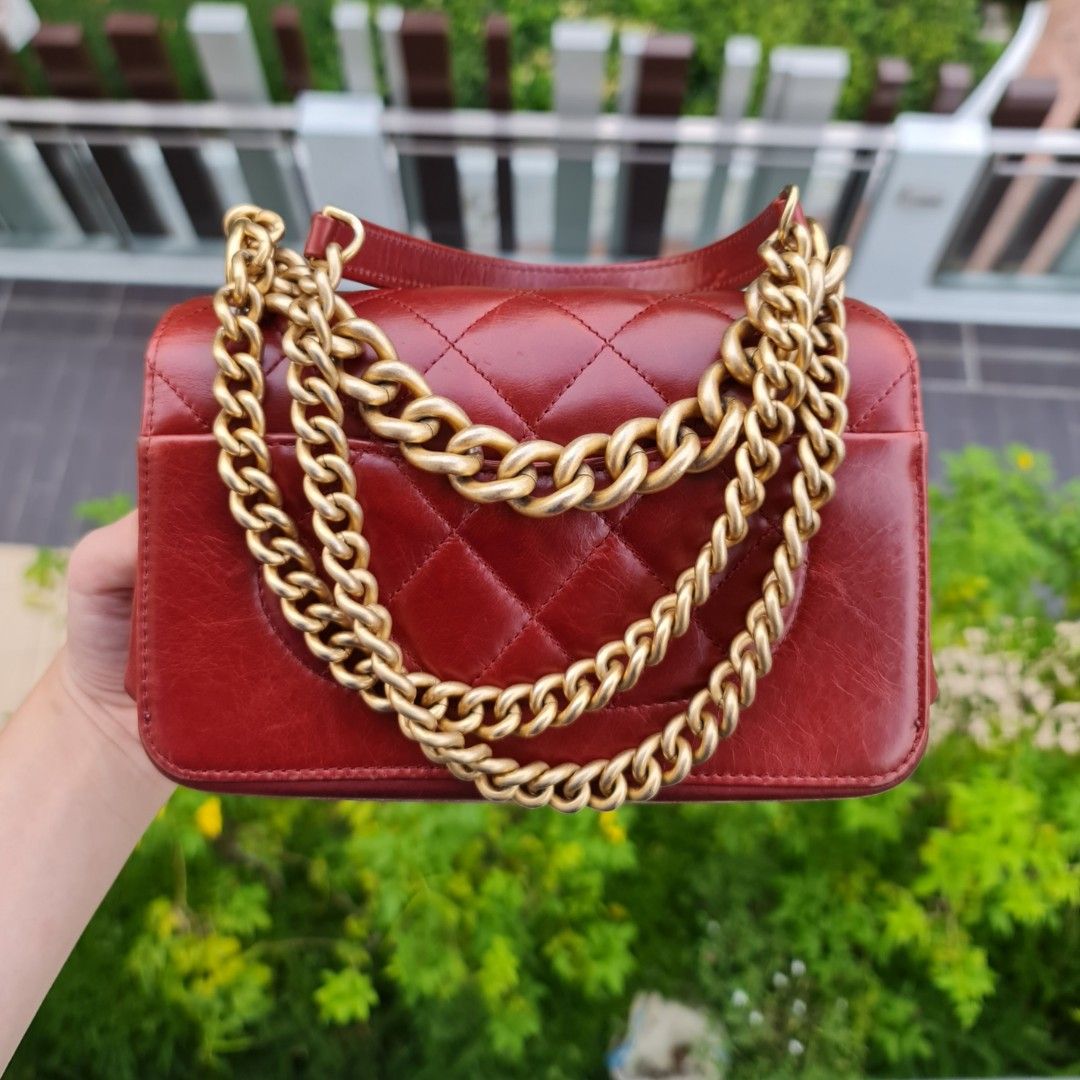 🍷 VINTAGE CHANEL BURGUNDY SMALL CLASSIC FLAP BAG CF JERSEY WINE