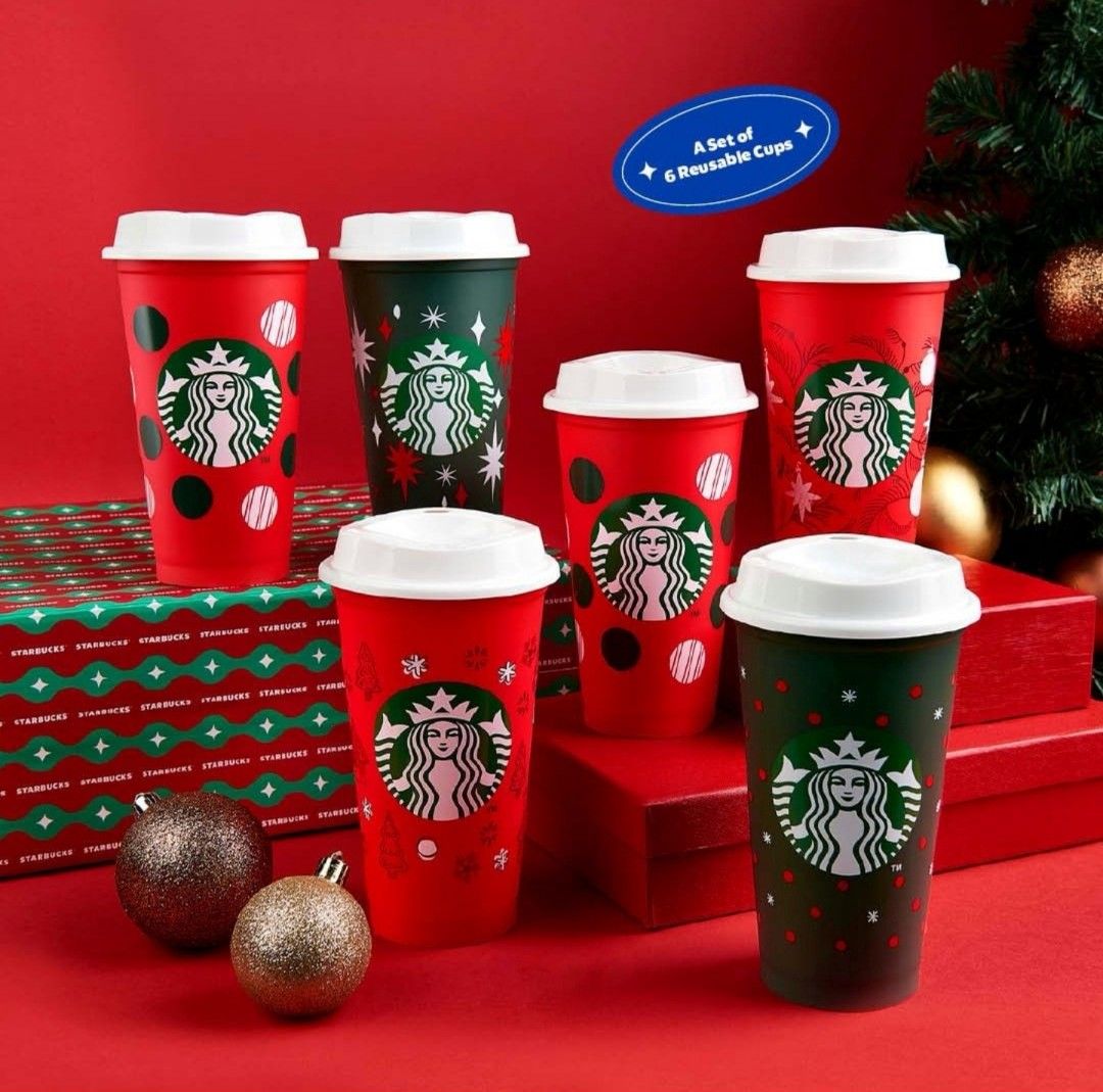🆕 Starbucks Limited Edition 2022 Holiday Reusable Hot Cup Set