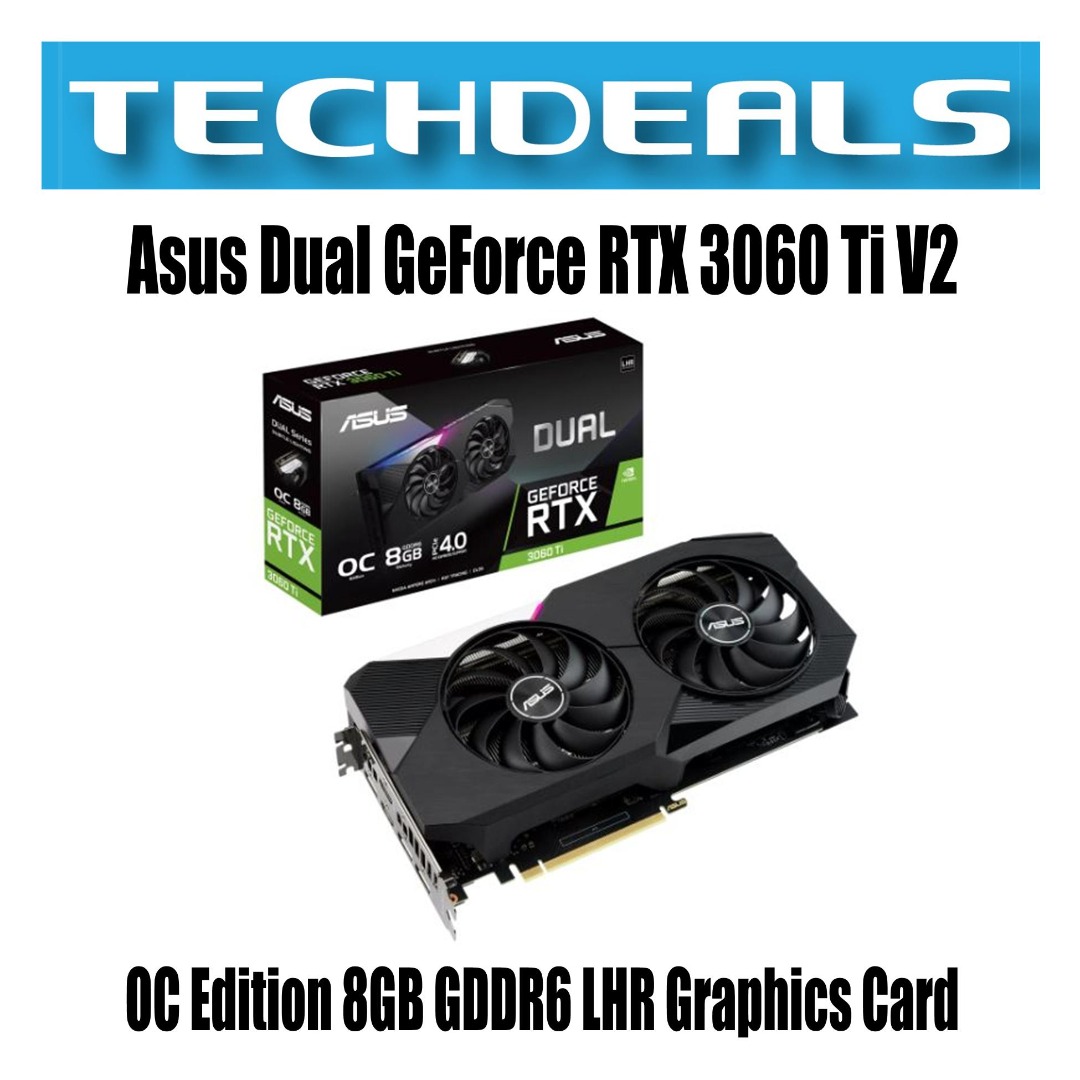 Asus Dual GeForce RTX 3060 Ti V2 OC Edition 8GB GDDR6 LHR Graphics Card ...