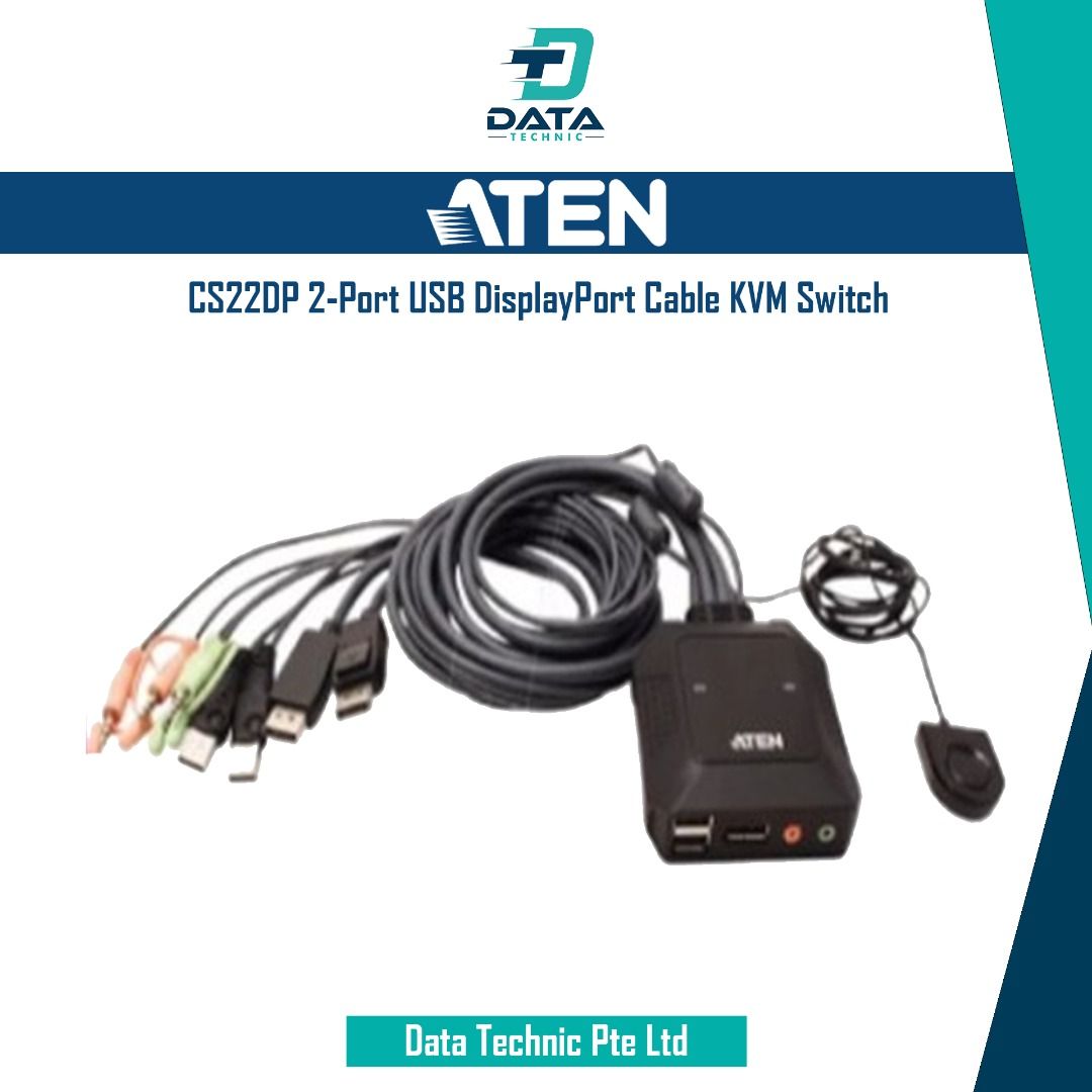 Aten CS22DP 2Port USB DisplayPort Cable KVM Switch, Computers & Tech