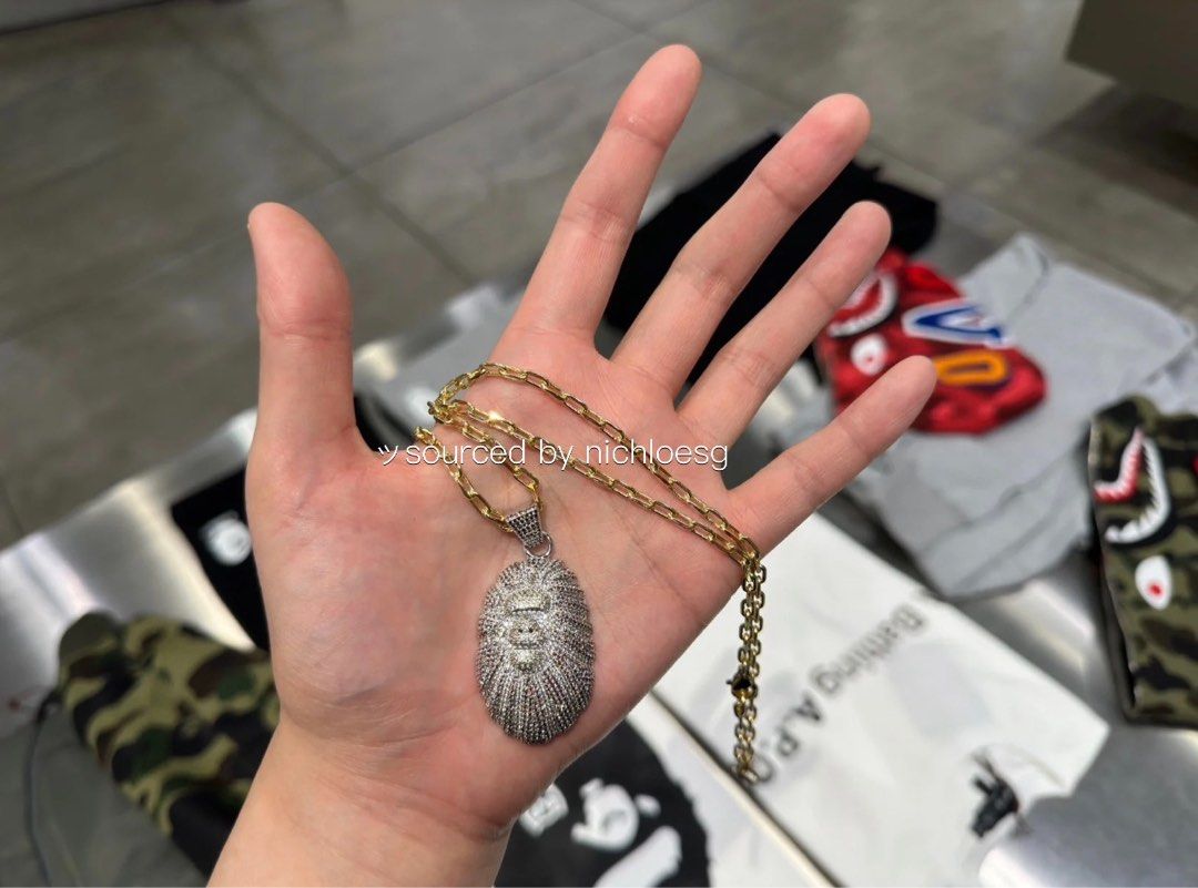 BAPE APE HEAD CRYSTAL STONE NECKLACE