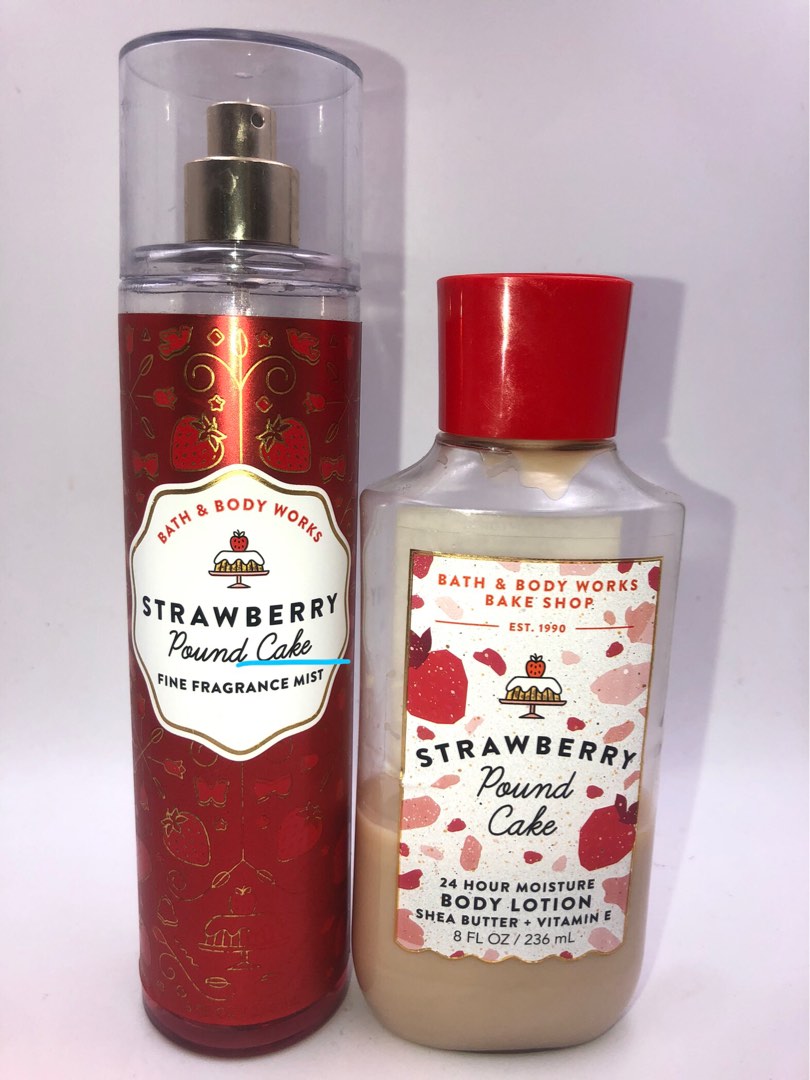 BBW SPC Strawberry Pound Cake Mist & Lotion Preloved, Beauty & Personal ...