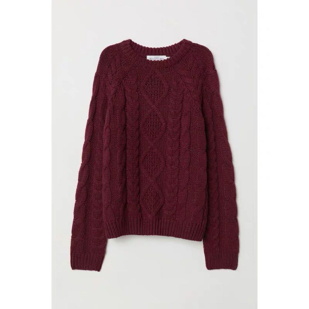 Maroon cable knit best sale sweater