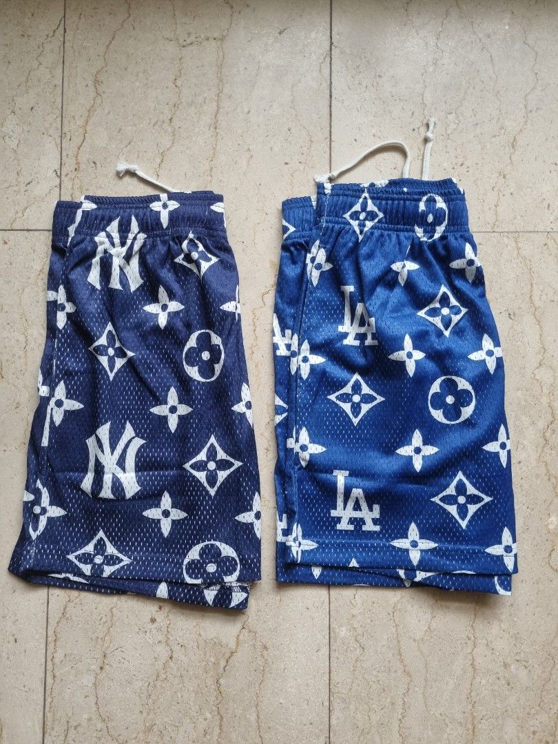 Custom Louis Vuitton “VA” Print Blue Athletic Gym Mesh Shorts Size