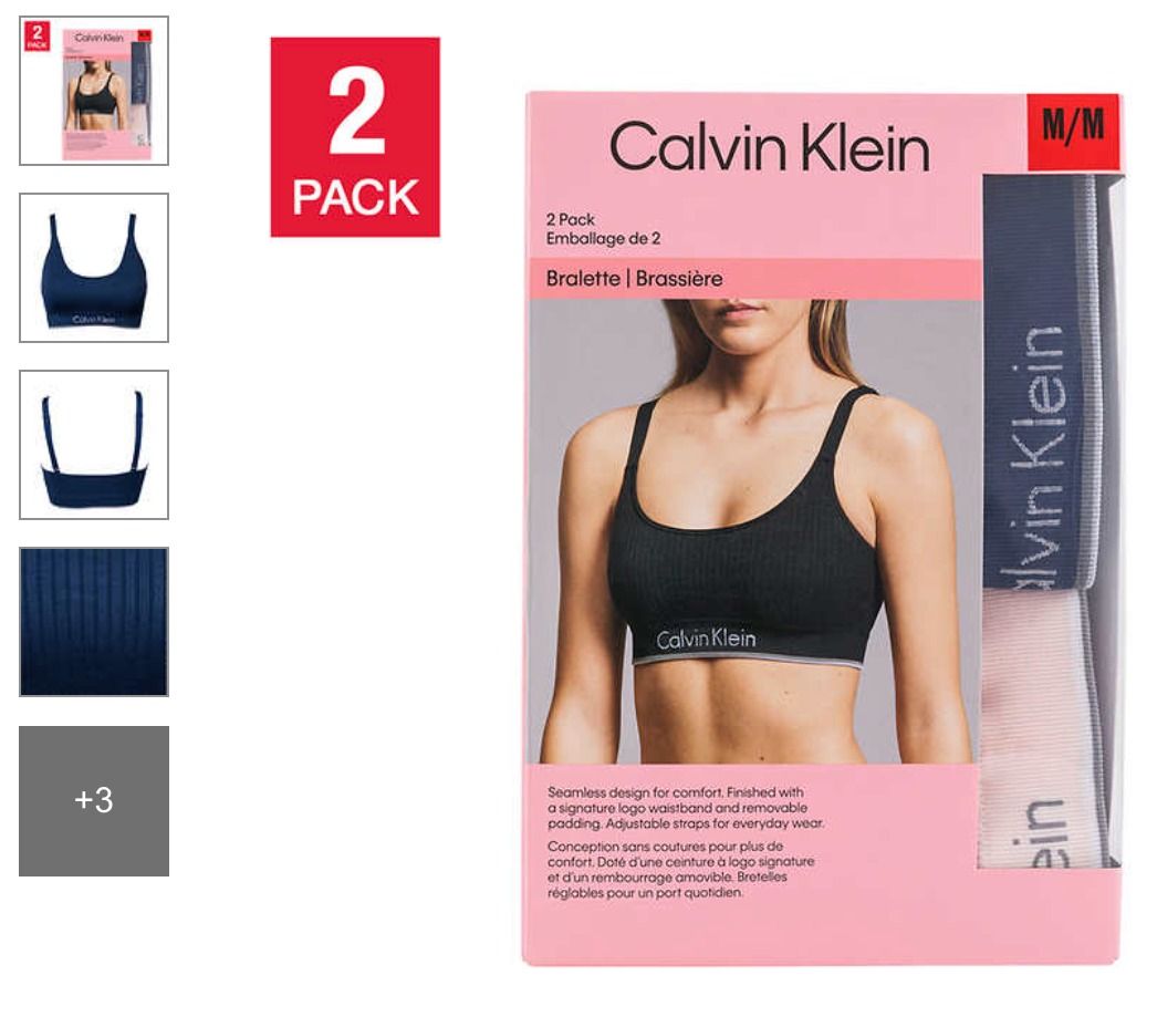 Calvin Klein Women's Seamless Bralette, 2-pack 加拿大Costco代購, 預購- Carousell