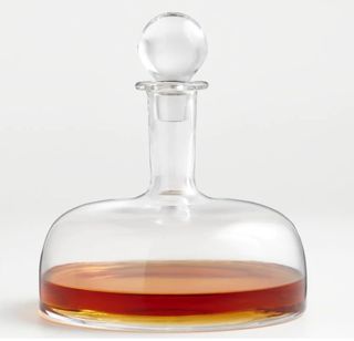 Crate and Barrel Archie Short Round Glass Decanter With Stopper
