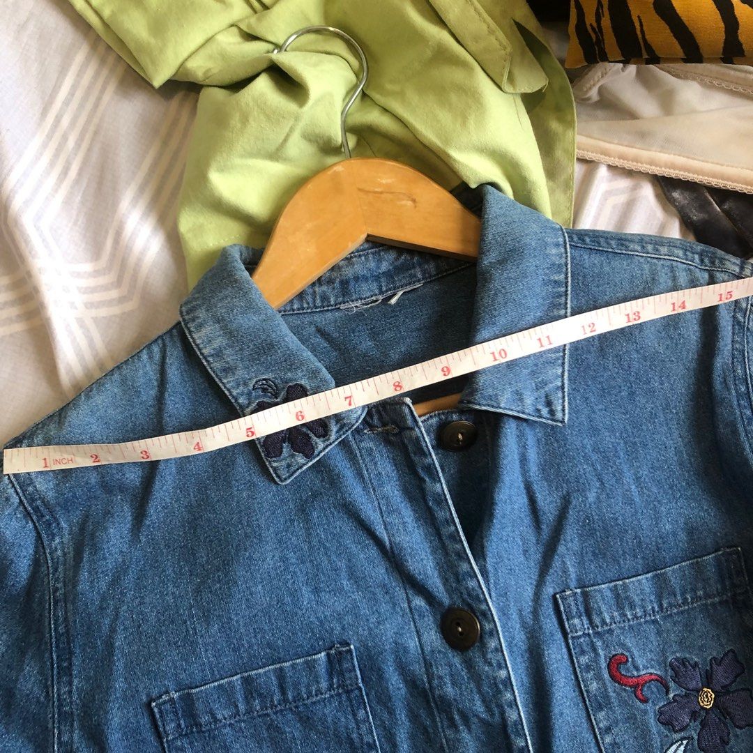 Denim Jacket with Floral embroidery (Category: Others Tops) located in Cavite. Submitted by daphnesea (Listing ID 1196889495, Image 3). Description: Check out my listing for free items with any purchase.