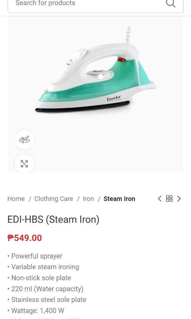 Eureka Steam Iron, TV & Home Appliances, Irons & Steamers on Carousell