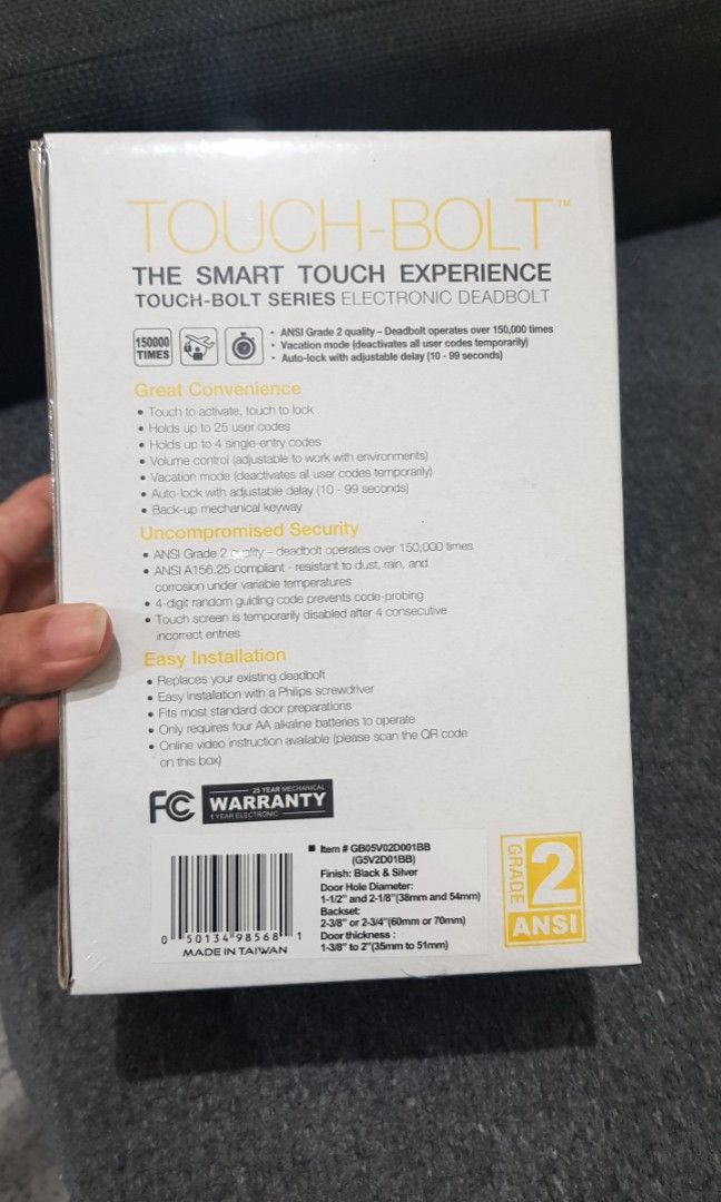 FAULTLESS Touch Bolt Lock, Furniture & Home Living, Home Improvement