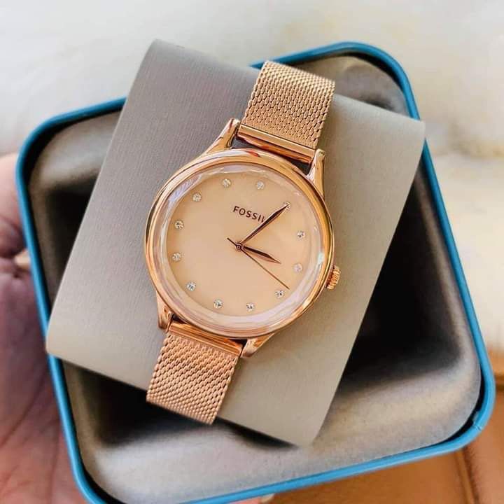 Fossil BQ3392 Laney Three Hand Rose Gold Tone Stainless Steel Watch Barang Mewah Jam Tangan di Carousell