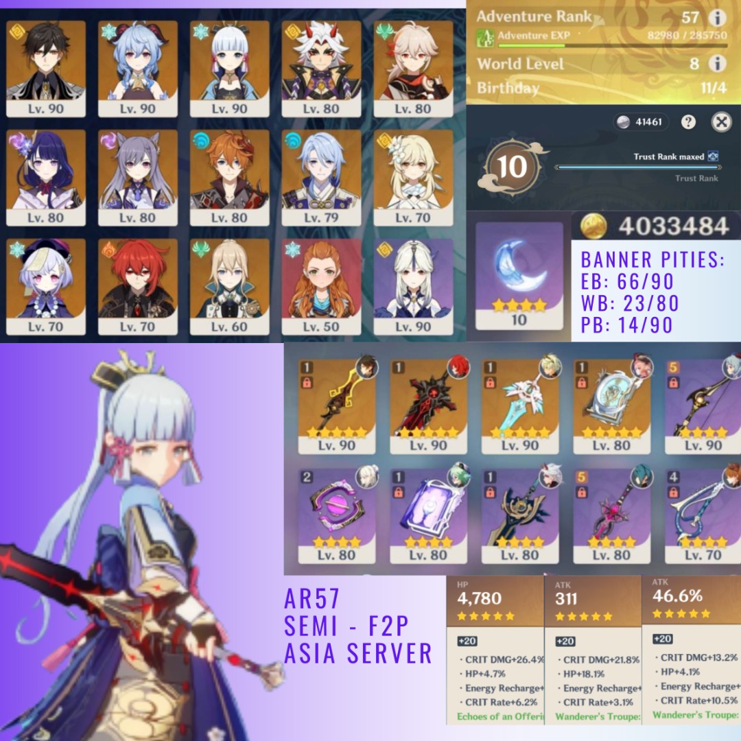 GENSHIN IMPACT AR57 ENDGAME ACCOUNT, Video Gaming, Gaming Accessories