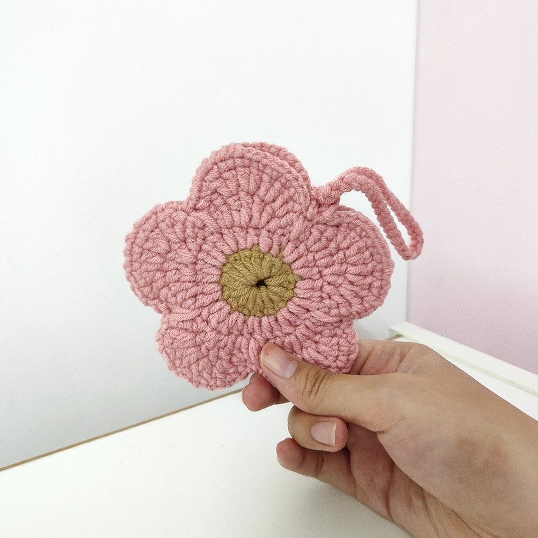 Handmade Crochet Flower Pouch Airpod Lipstick Coin Women s
