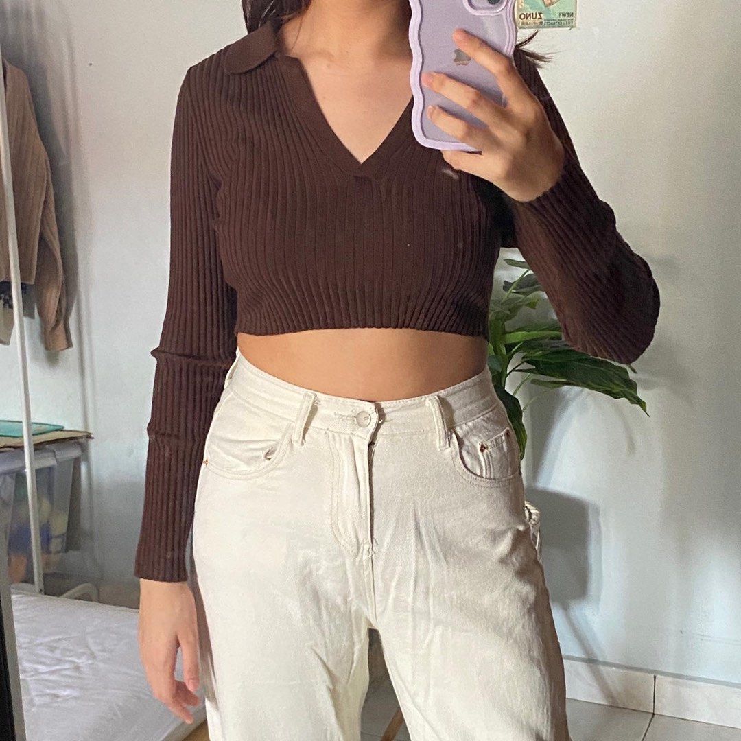 H&m long deals sleeve v neck