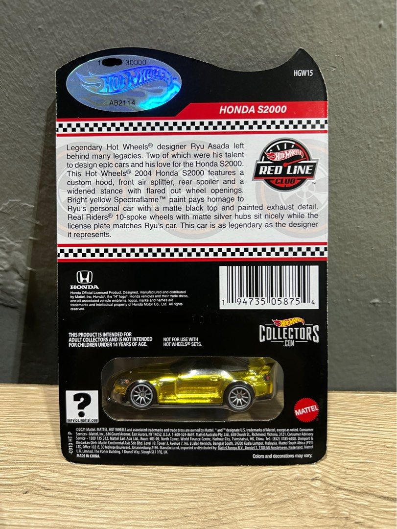 Hot Wheels RLC Honda S2000, Hobbies & Toys, Toys & Games on Carousell