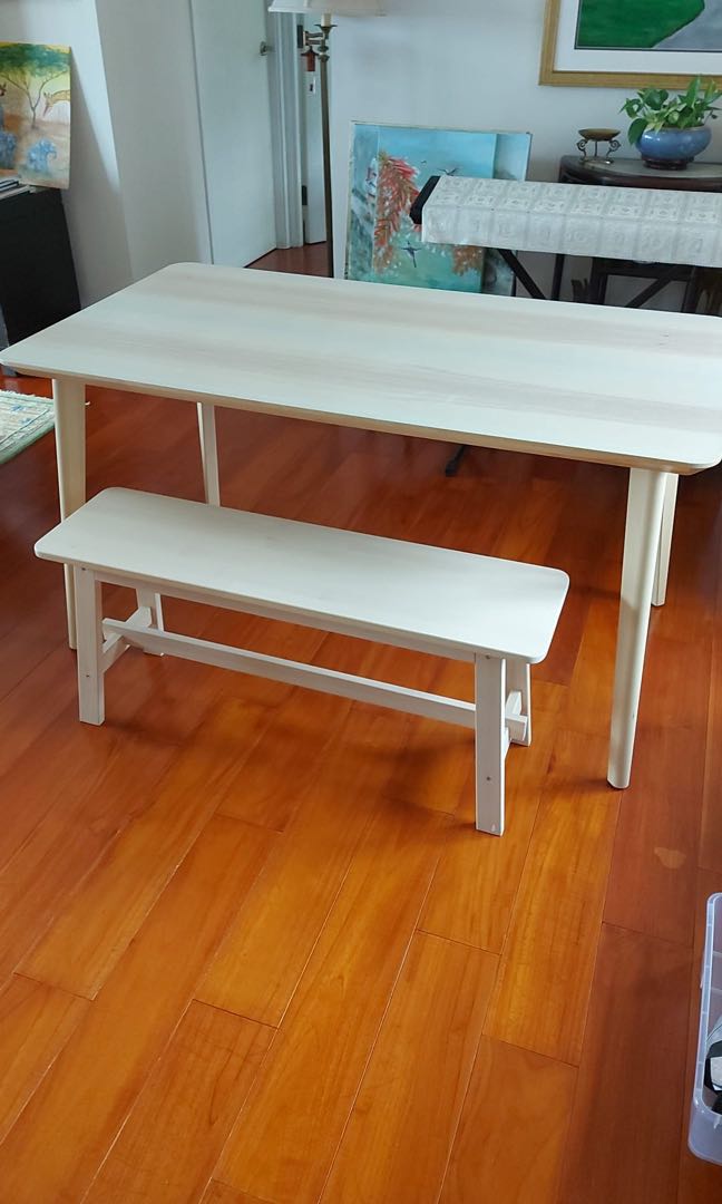IKEA dining table and bench, 傢俬＆家居, 傢俬, 桌子 Carousell