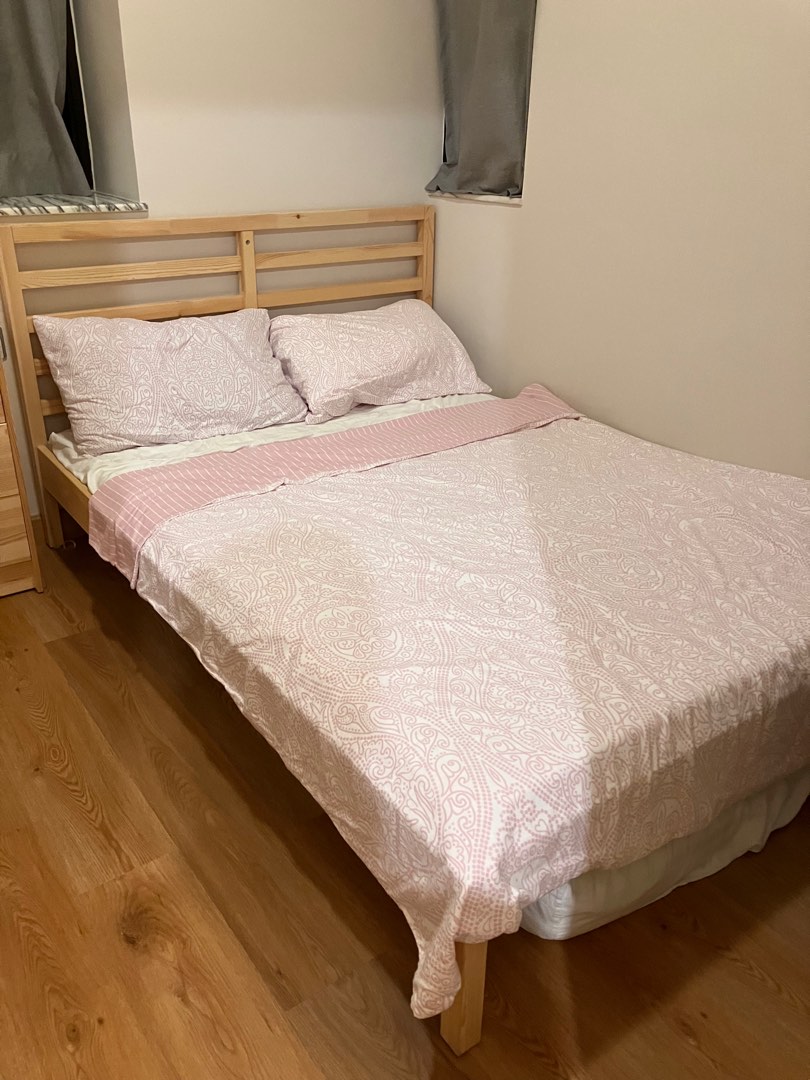 IKEA TARVA double bed frame 雙人床架（極新!), 傢俬＆家居, 傢俬, 床架及床褥 Carousell