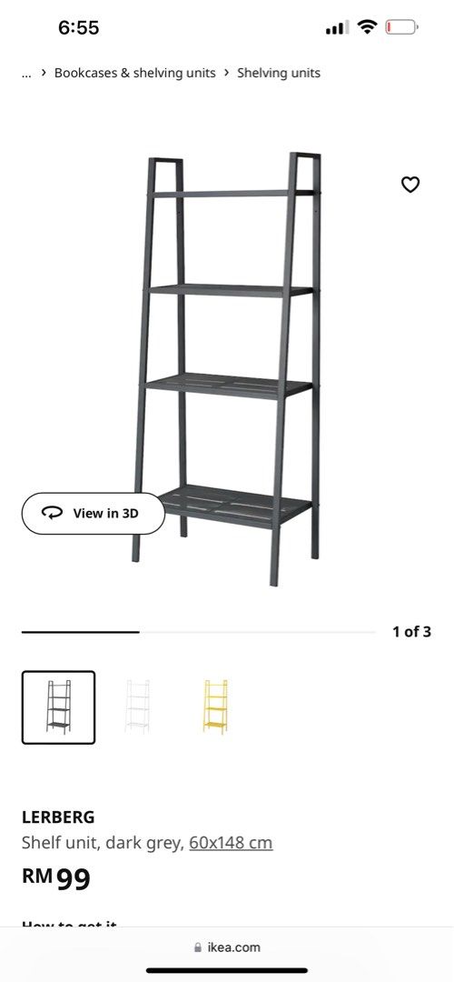 IKEA Lerberg Shelves big Rak Besi, Furniture & Home Living, Furniture, Shelves, & Racks