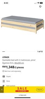 Ikea Utaker bed with mattresses