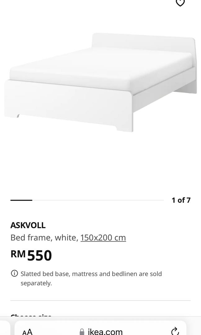 IKEA white queen size bed frame, Furniture & Home Living, Furniture, Bed Frames & Mattresses on