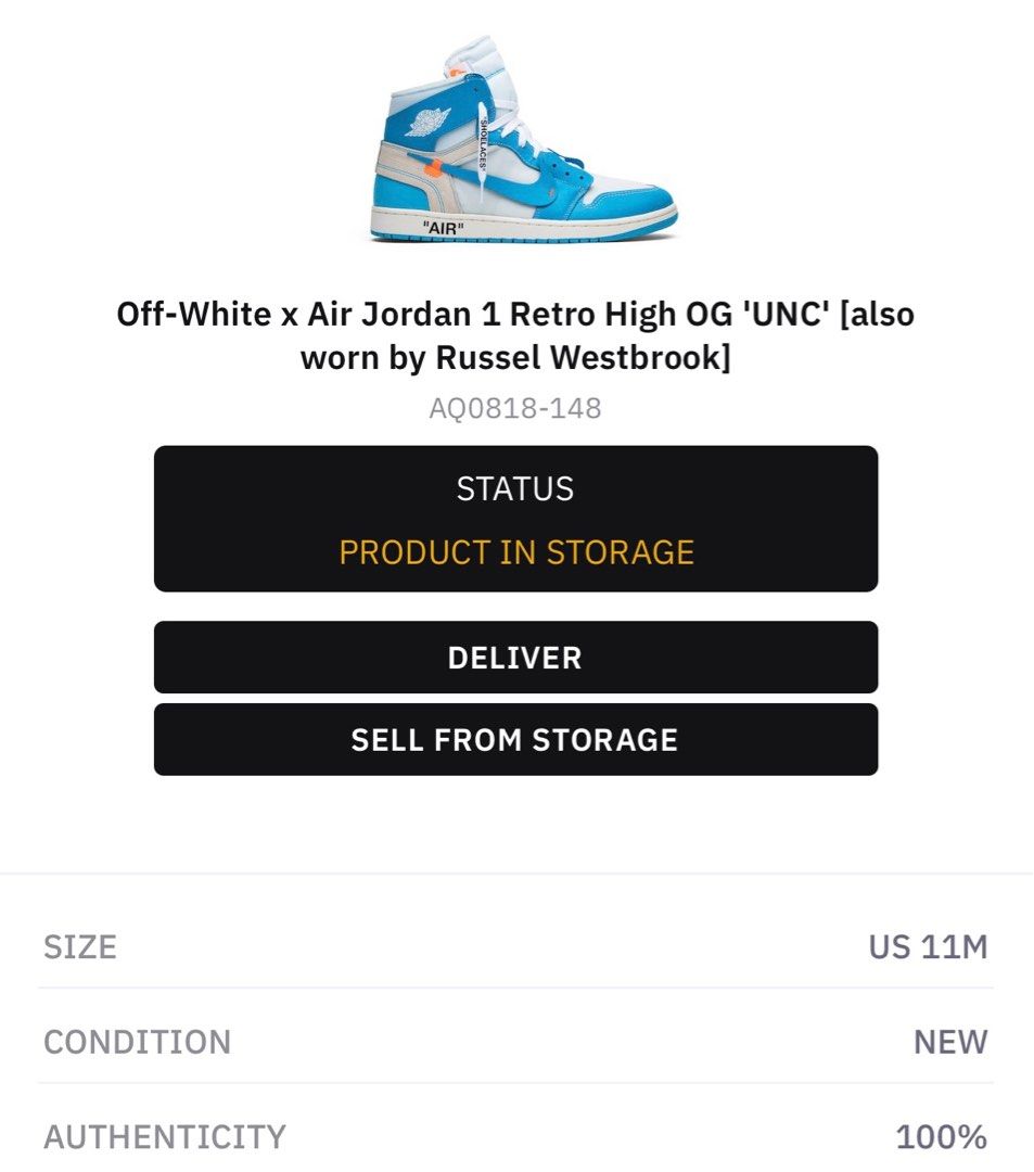 Jordan 1 Chicago Off White UNC US11 UK10 EU44