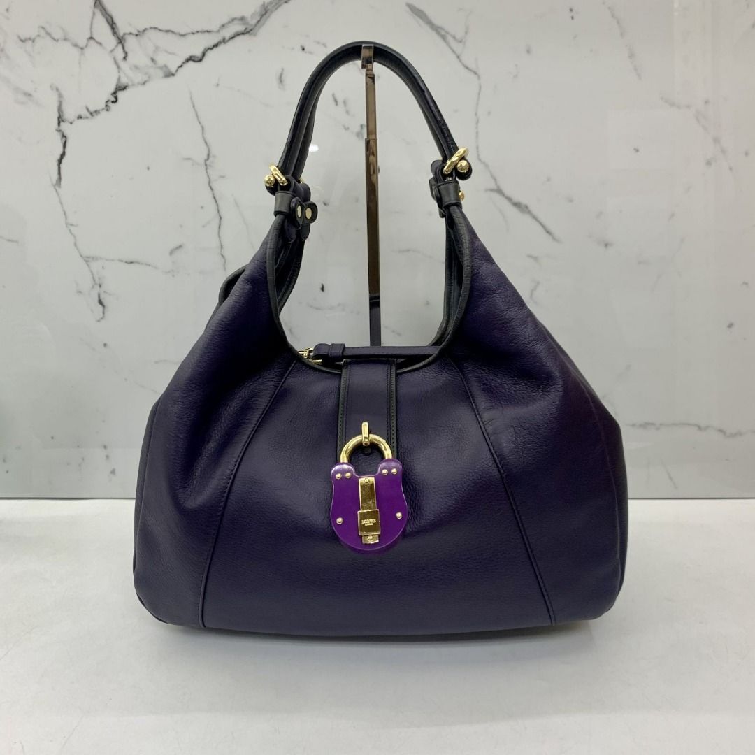 Purple leather hobo bag sale