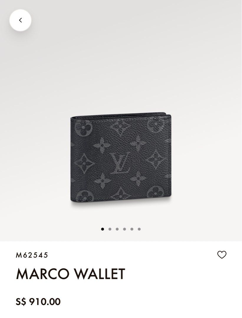 Louis Vuitton M62545 Marco Wallet, Grey, One Size