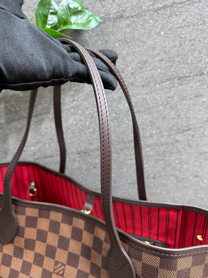 🌸Louis Vuitton Neverfull MM Damier Ebene Cherry Red Tote Shoulder  Bag(GI4181)🌸