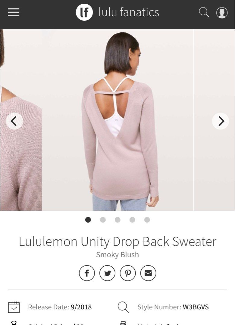 Lululemon Unity Drop Back sweater Carousell